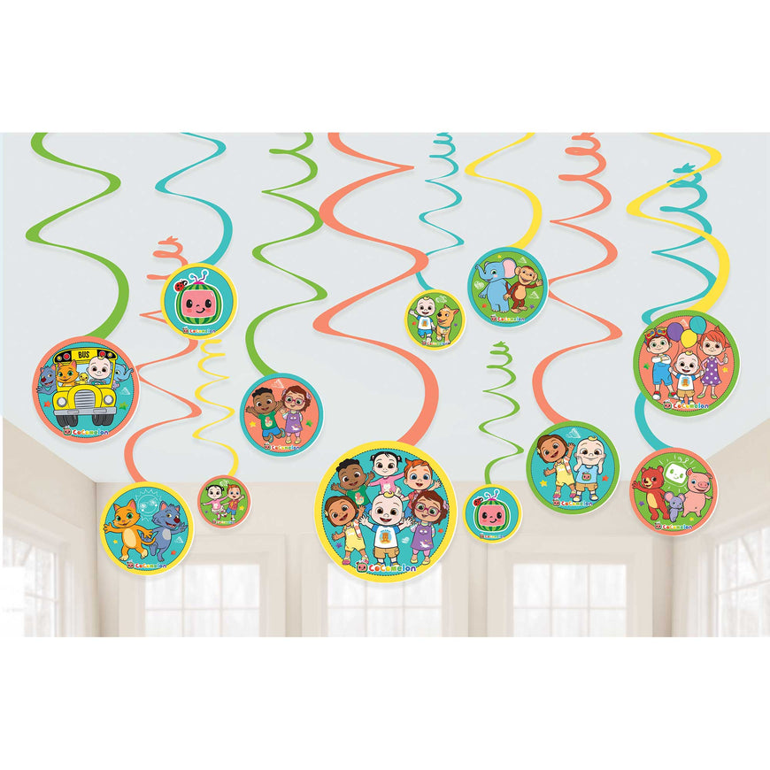 Cocomelon Spiral Decorations Value Pack 12pk