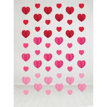Hearts Hanging String Decorations 6pk