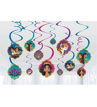 Aladdin Spiral Hanging Swirl Decorations 12pk - Party Savers