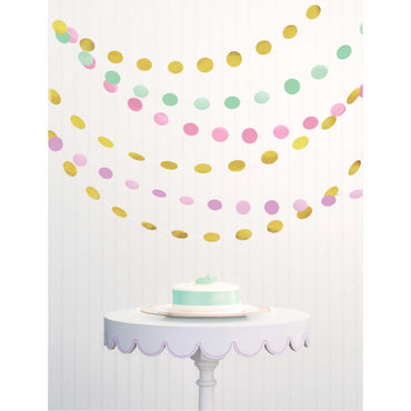 Pastel String Circle Decorations Paper & Foil 6pk - Party Savers