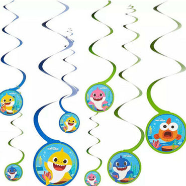 Baby Shark Spiral Swirl Decorations 12pk - Party Savers