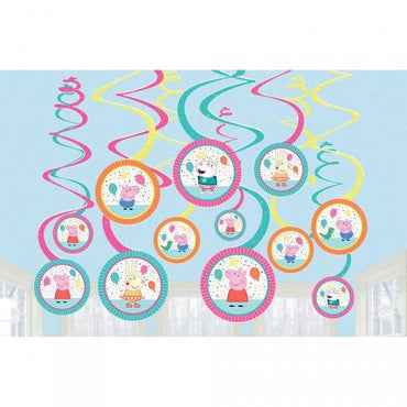 Peppa Pig Confetti Party Swirl Hanging Decorations