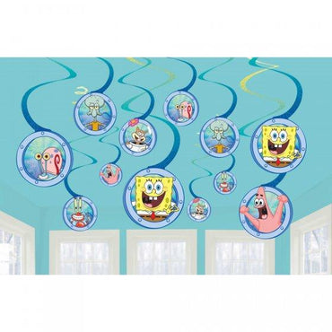 SpongeBob Spiral Swirls Hanging Decorations 12pk