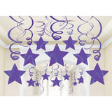 Jet Black Shooting Stars Foil Mega Value Pack Swirl Decorations 30pk - Party Savers