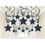 Silver Shooting Stars Foil Mega Value Pack Swirl Decorations 30pk - Party Savers