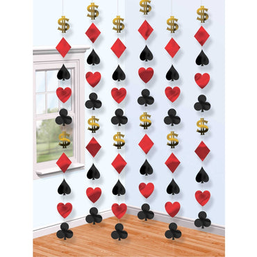 Casino Place Your Bets Hanging String Decorations 6pk - Party Savers