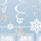 Snowflakes Hanging Foil Swirl Decorations 12cm to 17cm 12pk - Party Savers