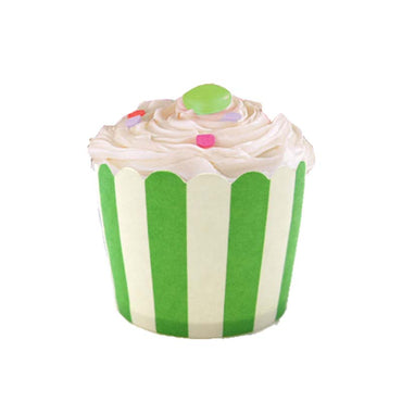 Lime Green Stripes Baking Cups 25pk - Party Savers