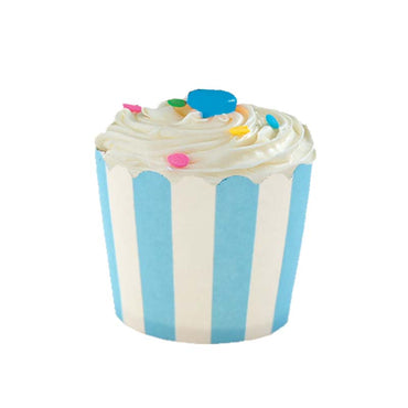 Pastel Blue Stripes Baking Cups 25pk - Party Savers