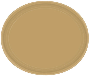 Gold Oval Paper Plates 30cm 20pk - Party Savers