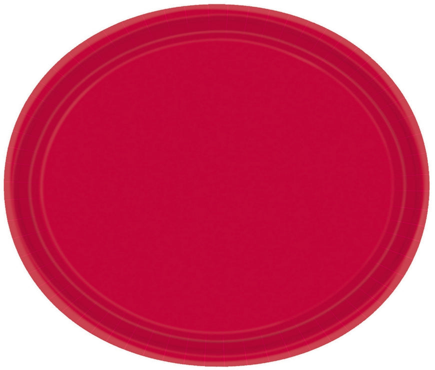 Apple Red Oval Paper Plates 30cm 20pk - Party Savers