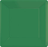 Festive Green Square Paper Plates 26cm 20pk - Party Savers