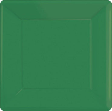 Festive Green Square Paper Plates 26cm 20pk - Party Savers