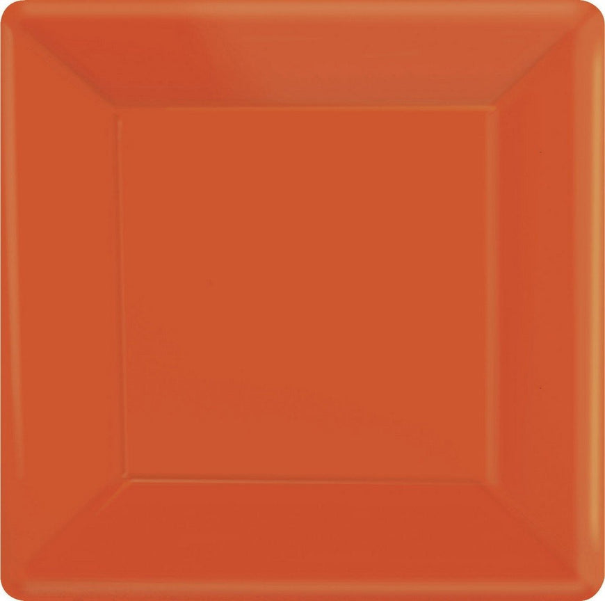 Orange Square Paper Plates 26cm 20pk - Party Savers