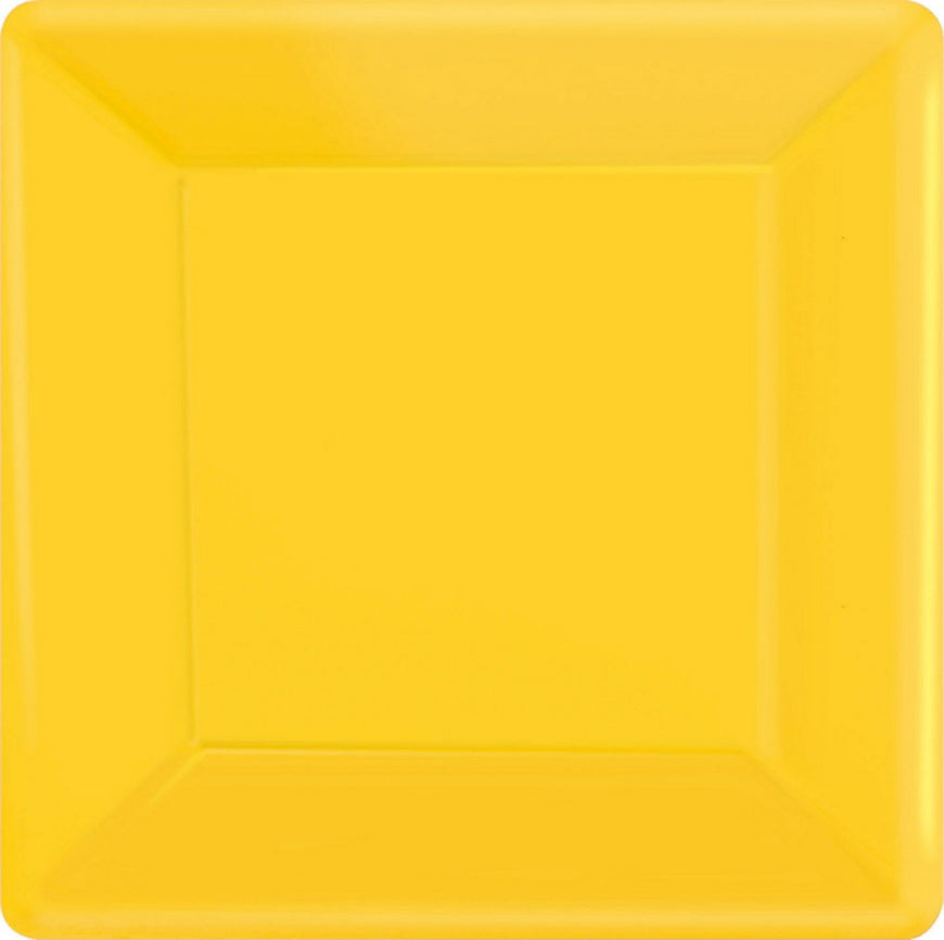 Yellow Sunshine Square Paper Plates 26cm 20pk - Party Savers