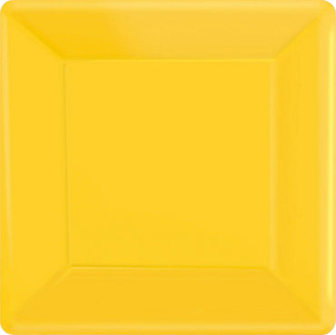 Yellow Sunshine Square Paper Plates 26cm 20pk - Party Savers