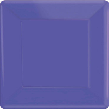 New Purple Square Paper Plates 26cm 20pk - Party Savers