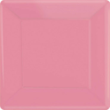 New Pink Square Paper Plates 26cm 20pk - Party Savers