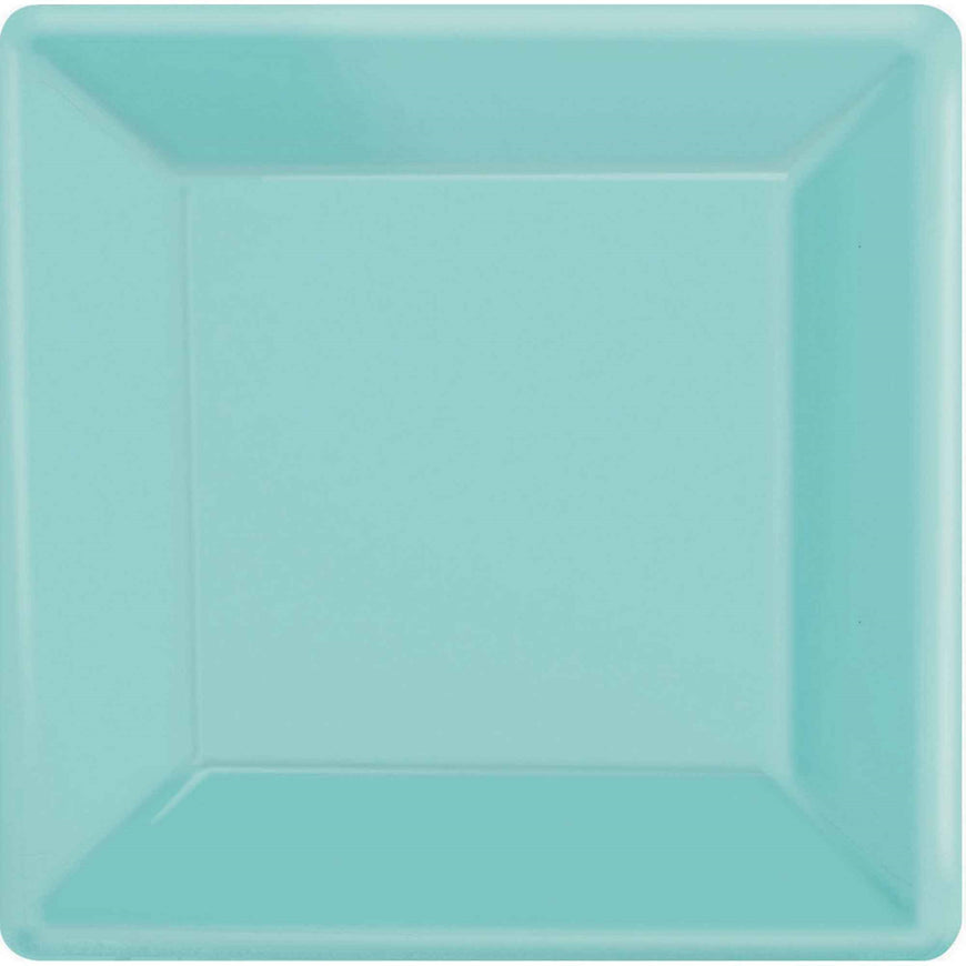 Robin Egg Blue Square Paper Plates 26cm 20pk - Party Savers