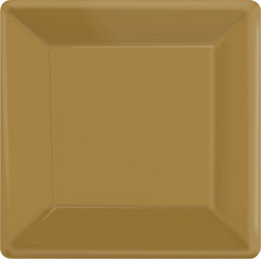 Gold Square Paper Plates 26cm 20pk - Party Savers