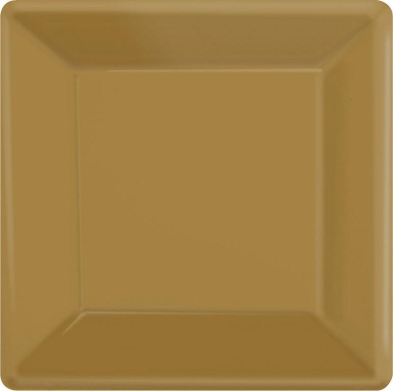 Gold Square Paper Plates 26cm 20pk - Party Savers