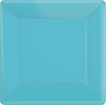 Caribbean Blue Square Paper Plates 26cm 20pk - Party Savers