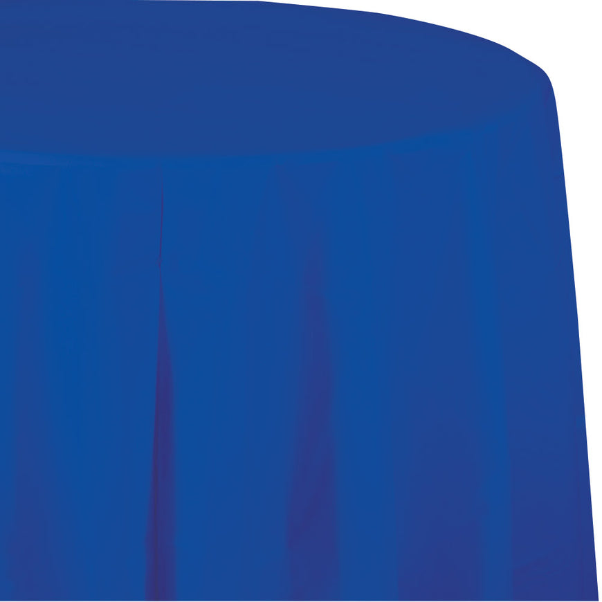 Royal Blue Plastic Round Tablecover 213cm - Party Savers