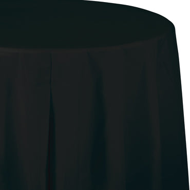Black Plastic Round Tablecover 213cm - Party Savers