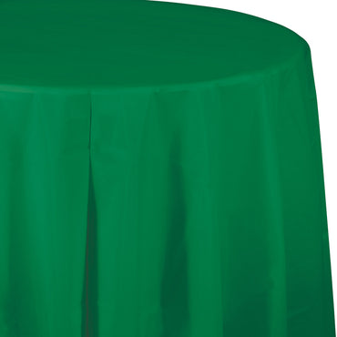 Green Plastic Round Tablecover 213cm - Party Savers