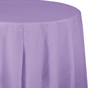 Bright Pink Plastic Round Tablecover 213cm - Party Savers