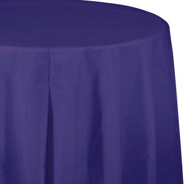 Purple Plastic Round Tablecover 213cm - Party Savers