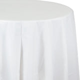 White Plastic Round Tablecover 213cm - Party Savers