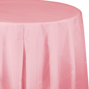 Pastel Pink Plastic Round Tablecover 213cm - Party Savers