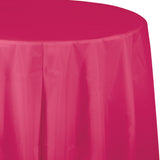 Red Plastic Round Tablecover 213cm - Party Savers