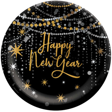 Midnight Hour Happy New Year Paper Plates 25cm 20pk