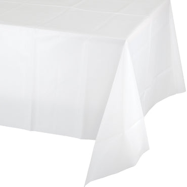 White Plastic Rectangular Tablecover 137cm x 274cm - Party Savers