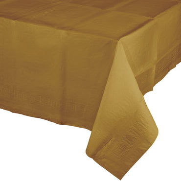 Gold Plastic Rectangular Tablecover 137cm x 274cm - Party Savers
