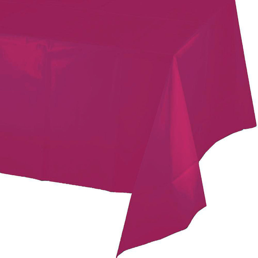 Bright Pink Plastic Rectangular Tablecover 137cm x 274cm - Party Savers
