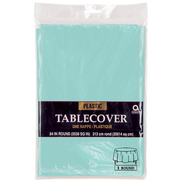 Robin's Egg Blue Plastic Round Tablecover 2.1m Each