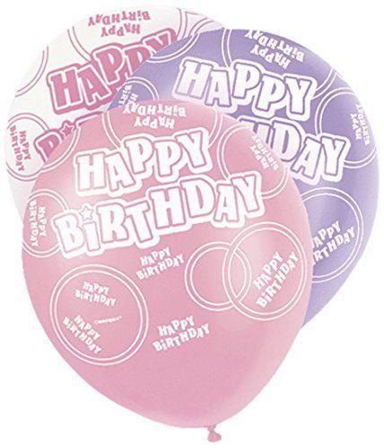 Black Glitz Happy Birthday Latex Balloons 30cm 6pk - Party Savers
