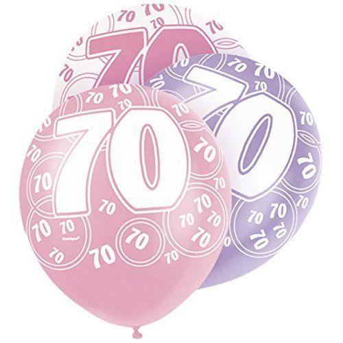 Black Glitz 70th Birthday Latex Balloons 30cm 6pk - Party Savers