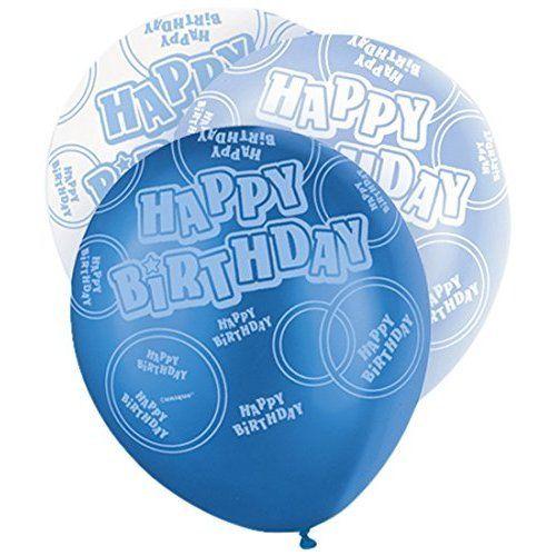 Black Glitz Happy Birthday Latex Balloons 30cm 6pk - Party Savers