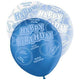Blue Glitz Happy Birthday Latex Balloons 30cm 6pk - Party Savers