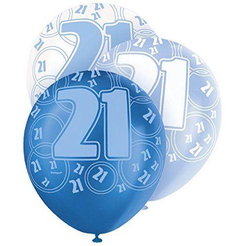 Black Glitz 21st Birthday Latex Balloons 30cm 6pk - Party Savers