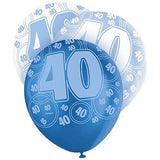 Black Glitz 40th Birthday Latex Balloons 30cm 6pk - Party Savers