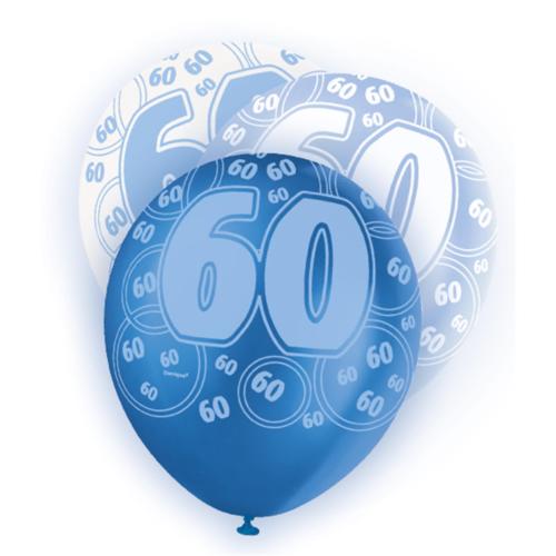 Black Glitz 60th Birthday Latex Balloons 30cm 6pk - Party Savers