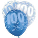 Blue Glitz 100th Birthday Latex Balloons 30cm 6pk - Party Savers