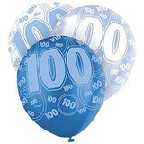 Black Glitz 100th Birthday Latex Balloons 30cm 6pk - Party Savers