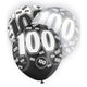 Black Glitz 100th Birthday Latex Balloons 30cm 6pk - Party Savers