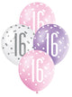 Pink, Purple and White Assorted 16 Latex Balloons 30cm 6pk